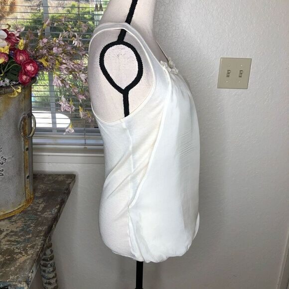 Club Monaco Cream Silk Chiffon Overlay Top - Picture 5 of 14